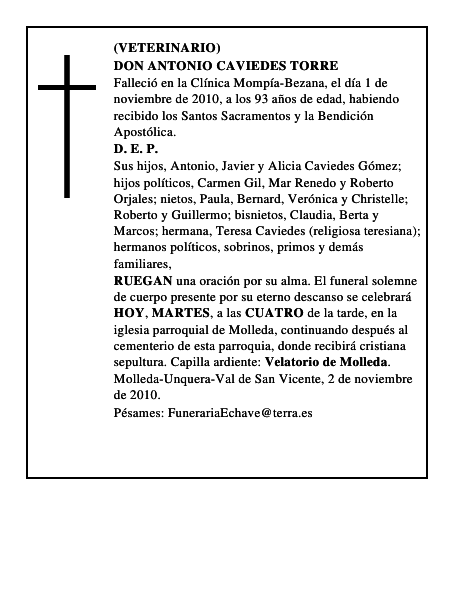 DON ANTONIO CAVIEDES TORRE
