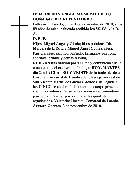DOÑA GLORIA RUIZ VIADERO