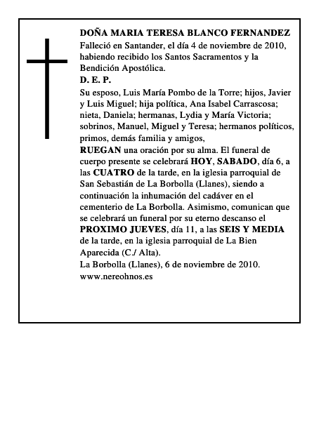 DOÑA MARIA TERESA BLANCO FERNANDEZ