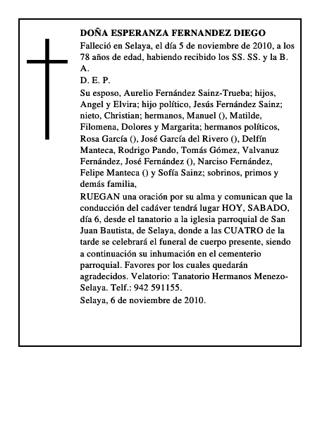 DOÑA ESPERANZA FERNANDEZ DIEGO