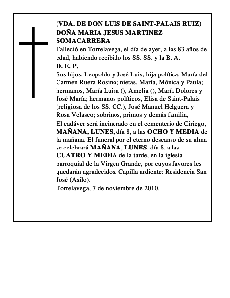 DOÑA MARIA JESUS MARTINEZ SOMACARRERA