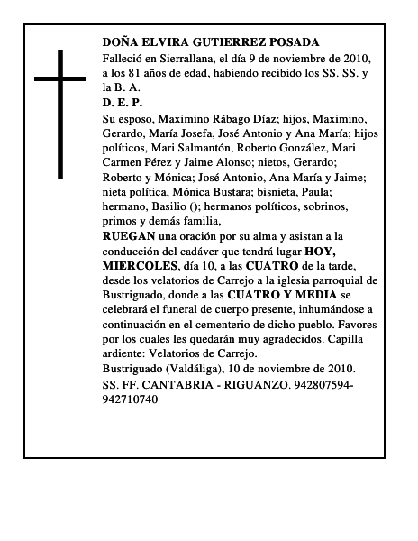 DOÑA ELVIRA GUTIERREZ POSADA