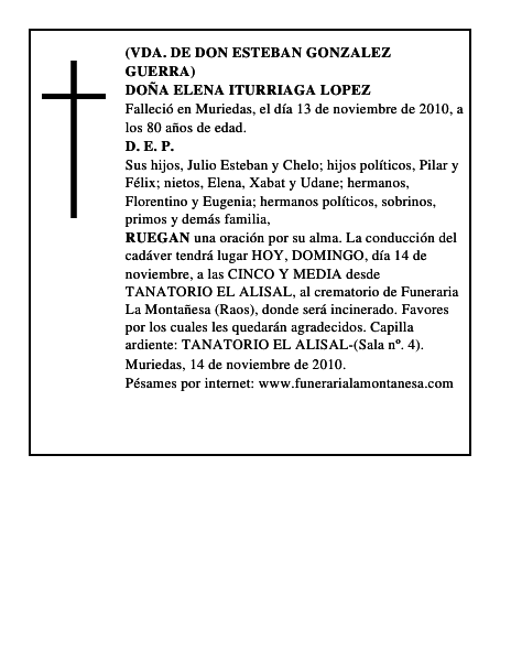 DOÑA ELENA ITURRIAGA LOPEZ