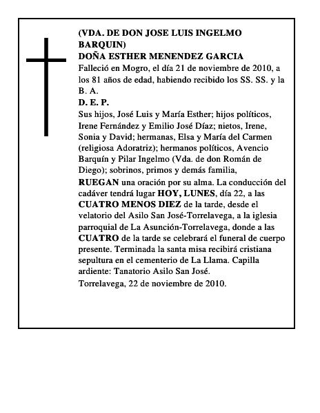 DOÑA ESTHER MENENDEZ GARCIA