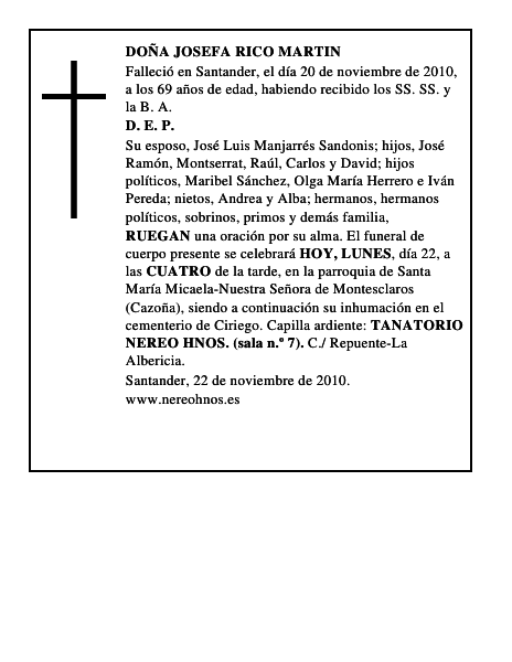 DOÑA JOSEFA RICO MARTIN