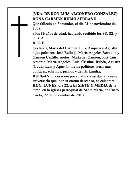 DOÑA CARMEN RUBIO SERRANO