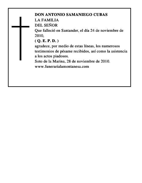 DON ANTONIO SAMANIEGO CUBAS