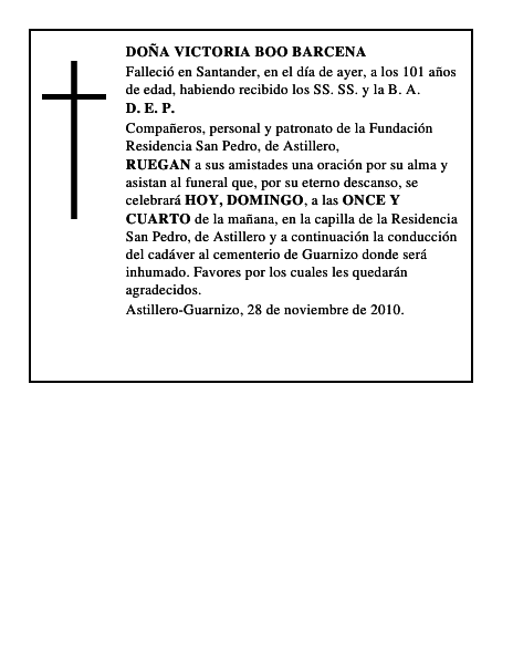 DOÑA VICTORIA BOO BARCENA