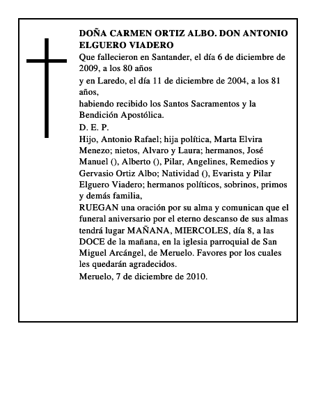 DOÑA CARMEN ORTIZ ALBO. DON ANTONIO ELGUERO VIADERO