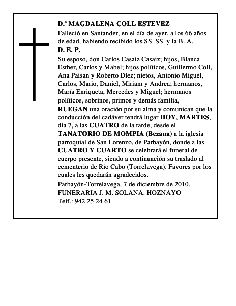D.ª MAGDALENA COLL ESTEVEZ