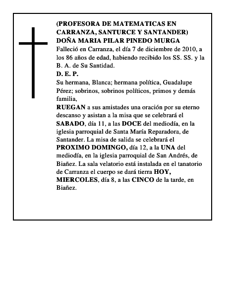 DOÑA MARIA PILAR PINEDO MURGA