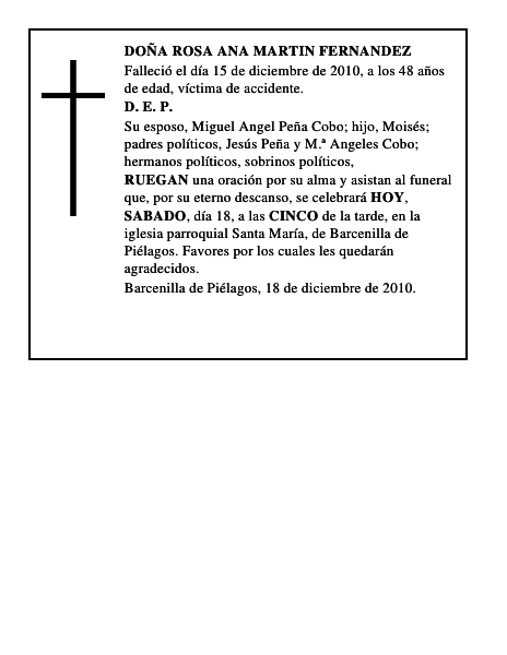 DOÑA ROSA ANA MARTIN FERNANDEZ