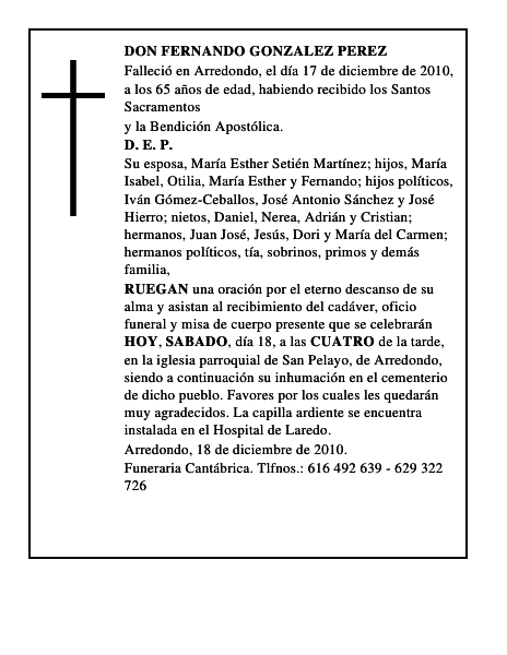 DON FERNANDO GONZALEZ PEREZ