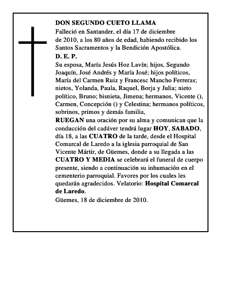 DON SEGUNDO CUETO LLAMA
