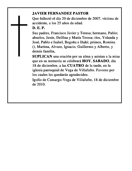 JAVIER FERNANDEZ PASTOR