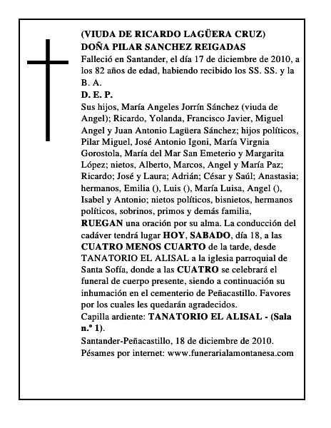 DOÑA PILAR SANCHEZ REIGADAS