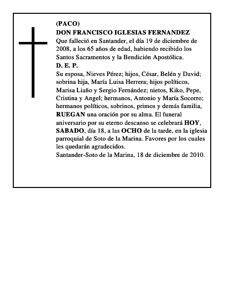 DON FRANCISCO IGLESIAS FERNANDEZ