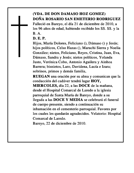 DOÑA ROSARIO SAN EMETERIO RODRIGUEZ