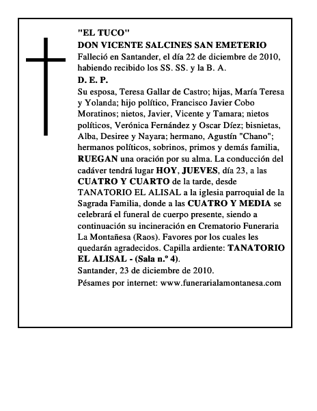 DON VICENTE SALCINES SAN EMETERIO