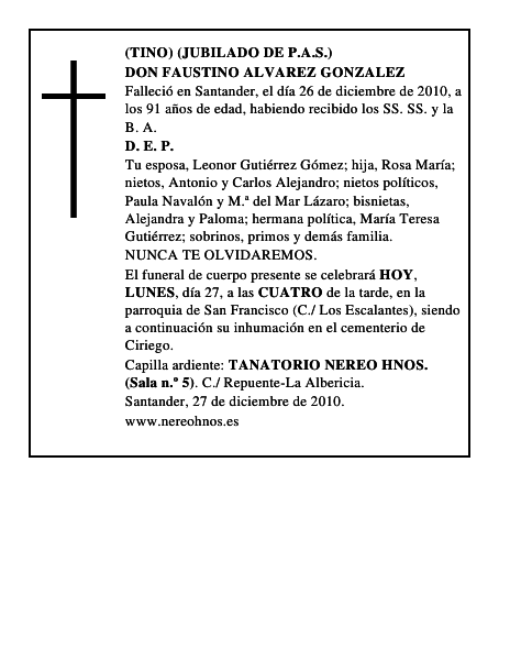 DON FAUSTINO ALVAREZ GONZALEZ