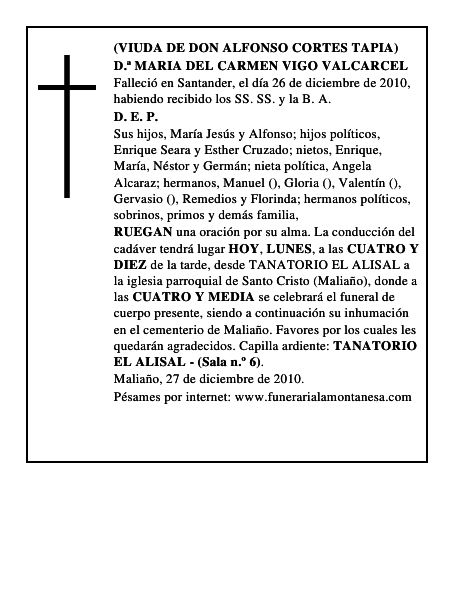 D.ª MARIA DEL CARMEN VIGO VALCARCEL