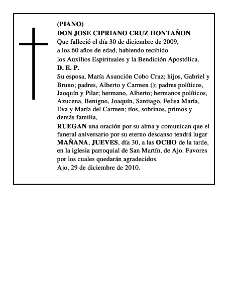DON JOSE CIPRIANO CRUZ HONTAÑON