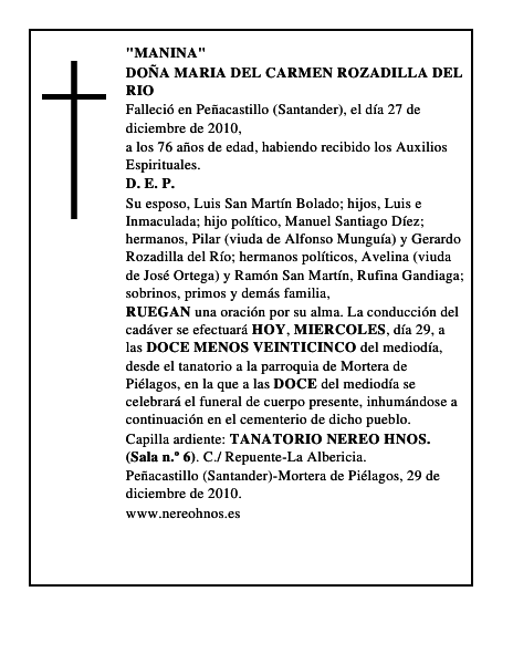 DOÑA MARIA DEL CARMEN ROZADILLA DEL RIO