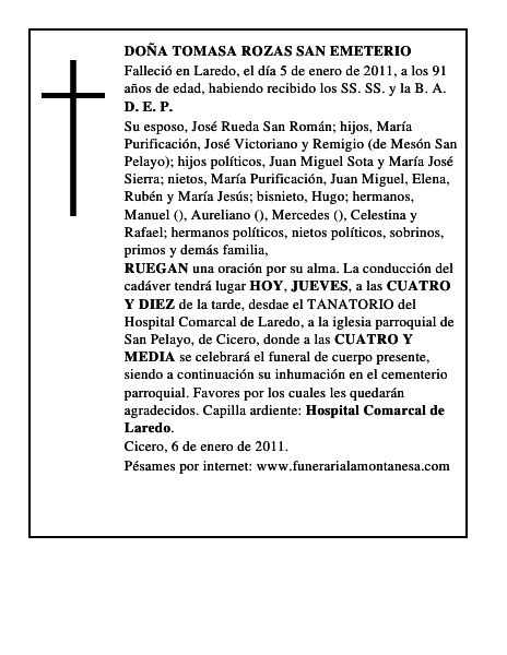 DOÑA TOMASA ROZAS SAN EMETERIO