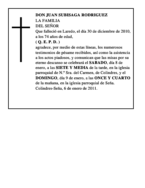 DON JUAN SUBISAGA RODRIGUEZ