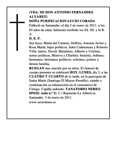 DOÑA PURIFICACION LUCIO CORADA