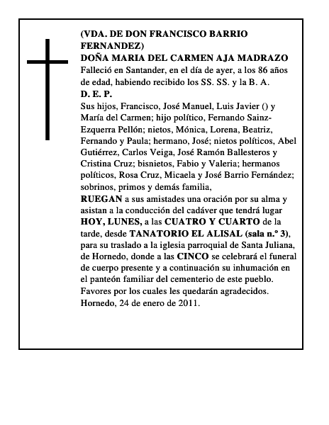 DOÑA MARIA DEL CARMEN AJA MADRAZO