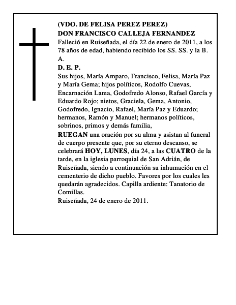 DON FRANCISCO CALLEJA FERNANDEZ
