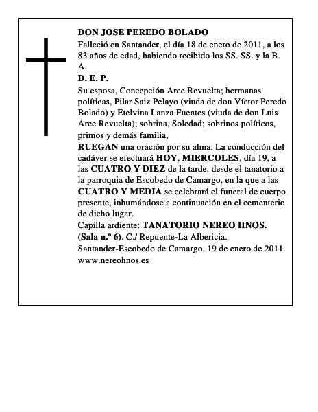 DON JOSE PEREDO BOLADO