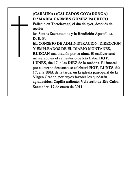 D.ª MARIA CARMEN GOMEZ PACHECO