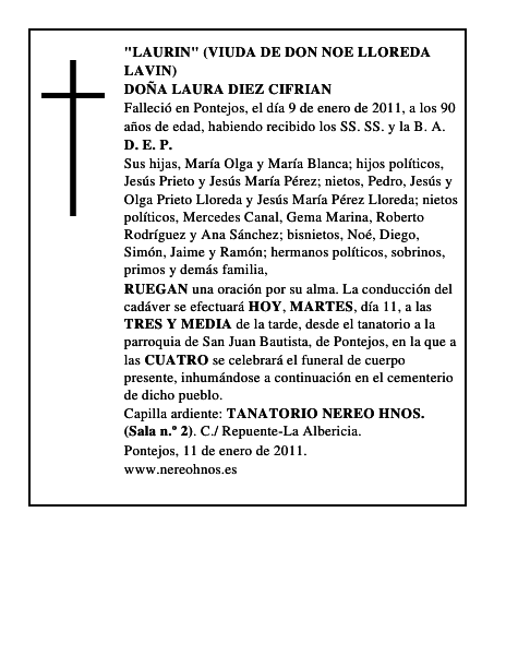 DOÑA LAURA DIEZ CIFRIAN