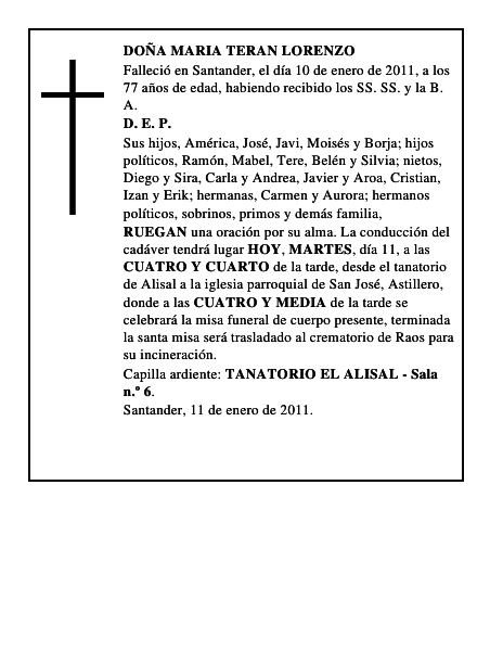 DOÑA MARIA TERAN LORENZO