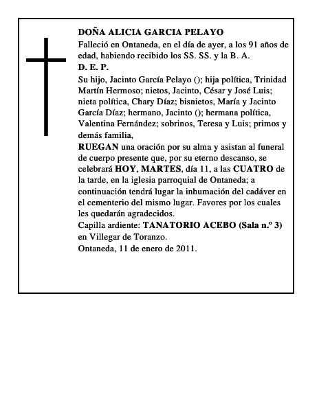 DOÑA ALICIA GARCIA PELAYO