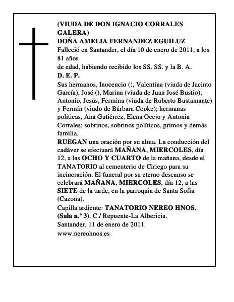 DOÑA AMELIA FERNANDEZ EGUILUZ