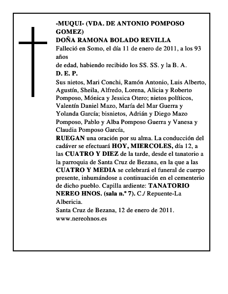 DOÑA RAMONA BOLADO REVILLA