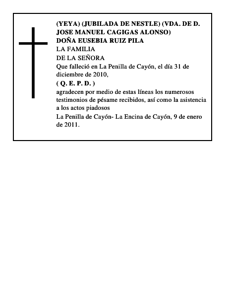 DOÑA EUSEBIA RUIZ PILA