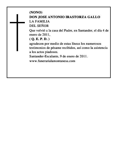 DON JOSE ANTONIO IRASTORZA GALLO