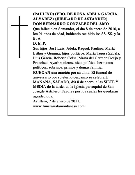 DON BERNARDO GONZALEZ DEL AMO