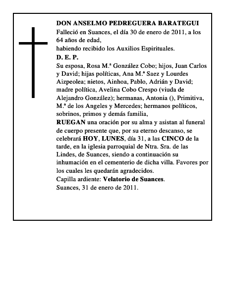 DON ANSELMO PEDREGUERA BARATEGUI