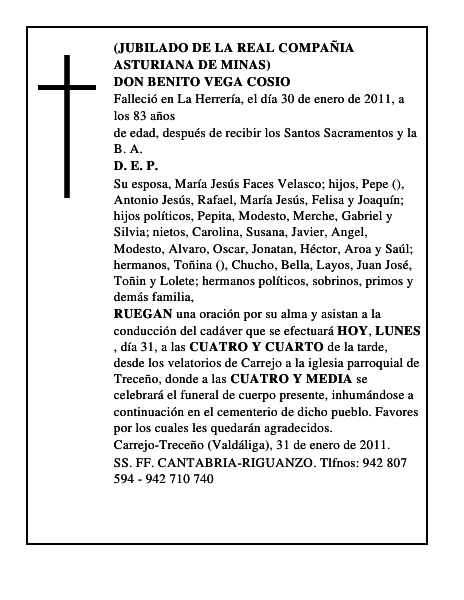 DON BENITO VEGA COSIO