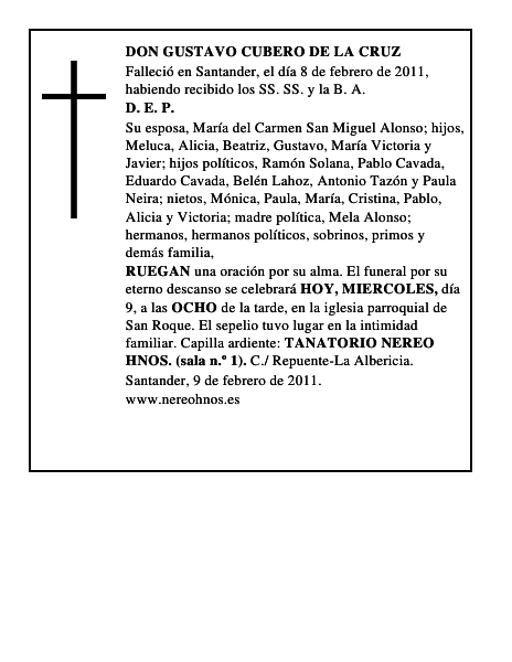 DON GUSTAVO CUBERO DE LA CRUZ