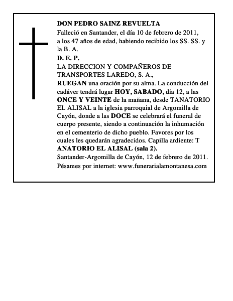 DON PEDRO SAINZ REVUELTA