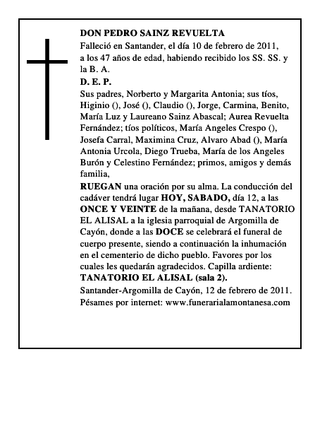 DON PEDRO SAINZ REVUELTA