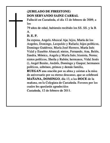 DON SERVANDO SAINZ CARRAL