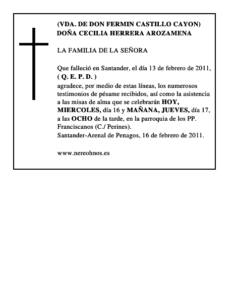 DOÑA CECILIA HERRERA AROZAMENA