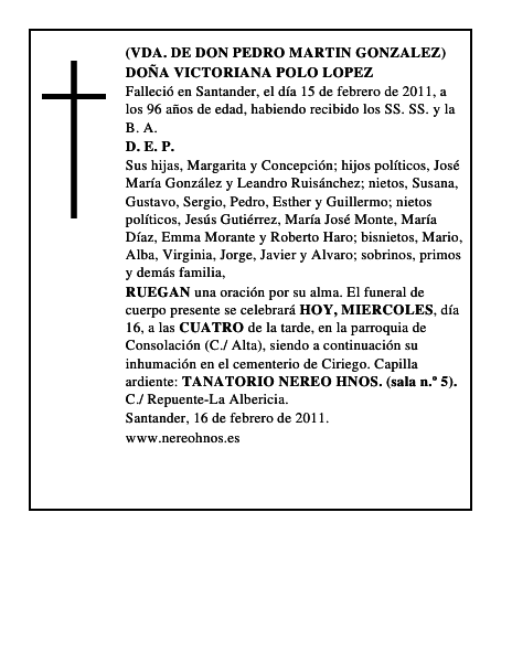 DOÑA VICTORIANA POLO LOPEZ